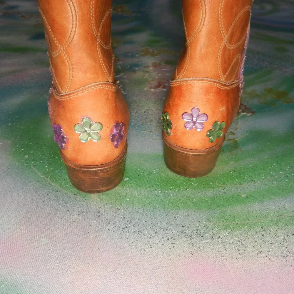 VTG OOAK ButterFly Me boots custom western cowboy boots Texas USA wearable art… - Picture 6 of 16